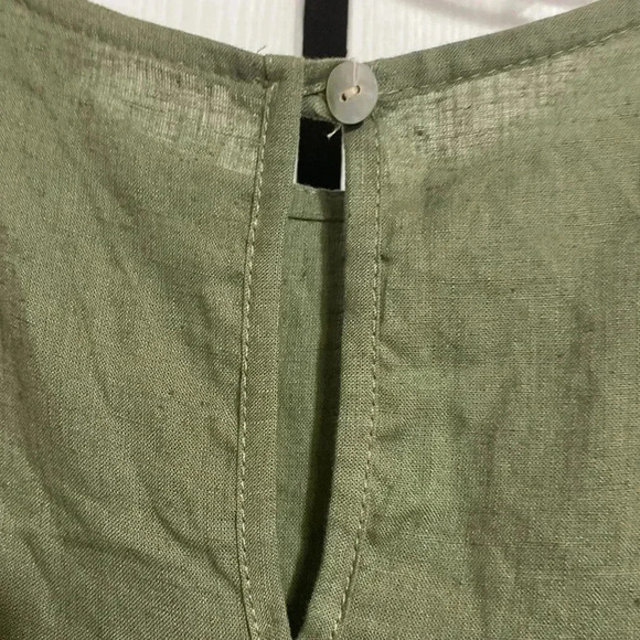 New Collection green & tan linen dress size MEDIUM - Picture 8 of 15